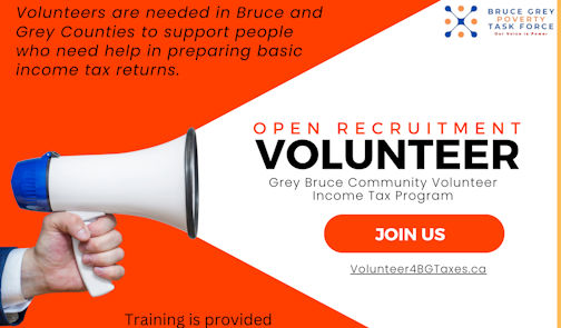 Bruce Grey Poverty Task Force launches 2025 income tax clinic volunteer drive