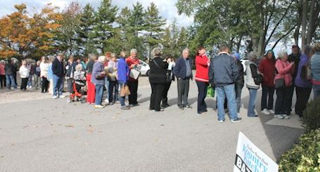 Crowd lines up for the ever-popular Kountry Kitchen Bazaar at Pine River United Church