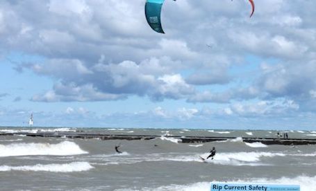 Wind, huge waves draw kite-boarders to Station Beach, Kincardine