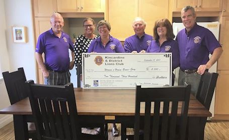 Kincardine Lions donation means new table, chairs for Women's House