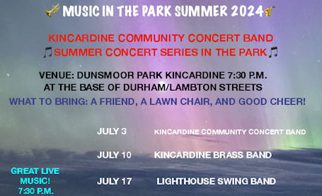 Music in the Park begins tonight, with Kincardine Scottish Pipe Band as special guest