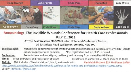 Invisible Wounds Conference for health care professionals set for July 11 in Walkerton