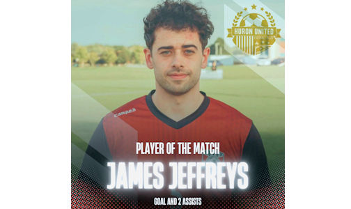 Jeffreys’ late equalizer secures a draw for Huron United in season home opener