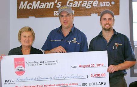 McMann's Garage donates almost $3,500 to Kincardine hospital foundation