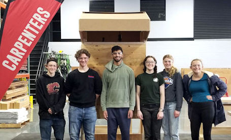 Kinetic Knights build field elements for robot practice, with help from UBC Local 2222
