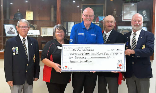 Ripley-Huron Legion donates $10,000 to Kincardine Hospital expansion and MRI project
