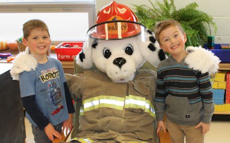 Sparky visits Kindergarten class at KTTPS