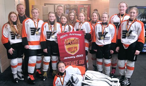 Kincardine Sobeys Peewee girls ring in new year with "BB" banner, gold medals