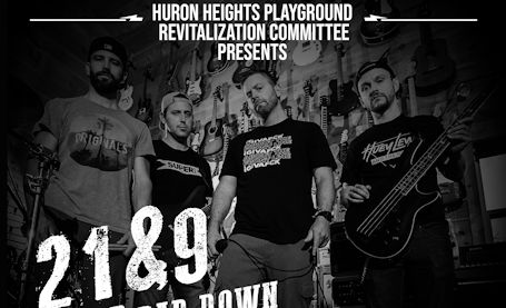 Rock with “21 and 9” in support of new playground equipment at Huron Heights school