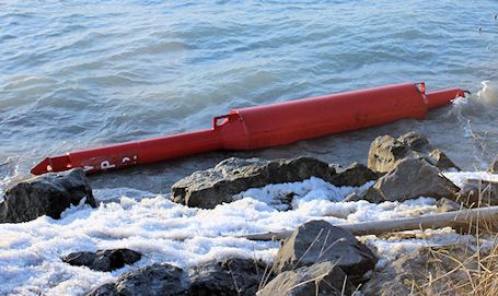 Buoy washes up on Lake Huron shoreline at Kincardine
